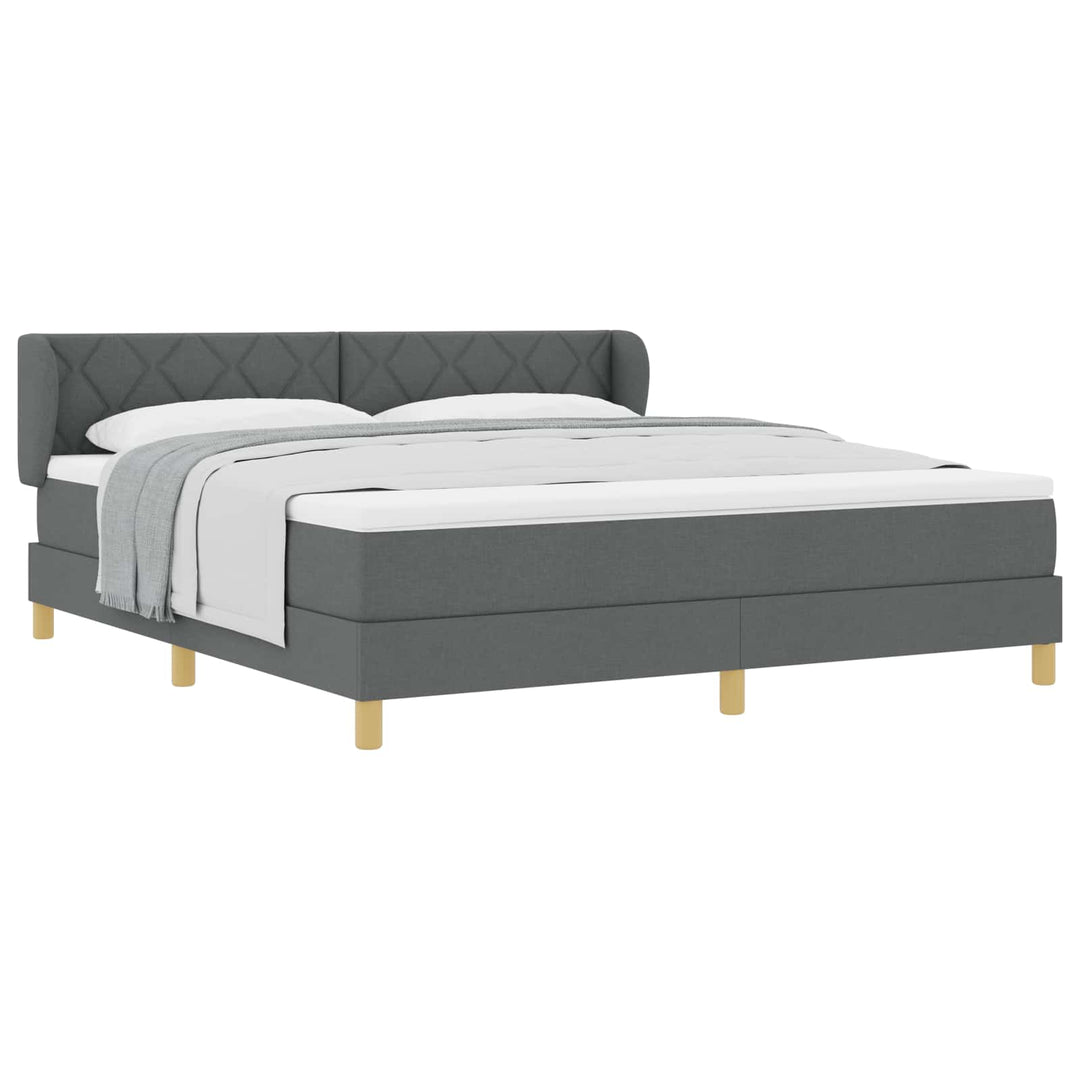 Box spring seng med hovedgærde Mørkegrå 180 x 200 cm Stof