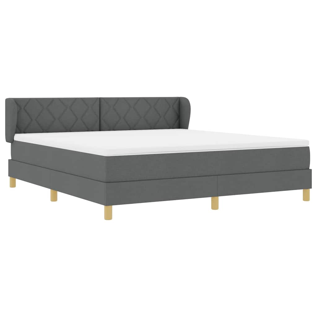 Box spring seng med hovedgærde Mørkegrå 180 x 200 cm Stof