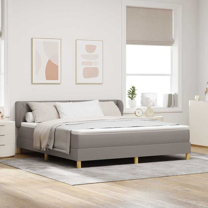Box spring seng med hovedgærde Gråbrun 180 x 200 cm Stof