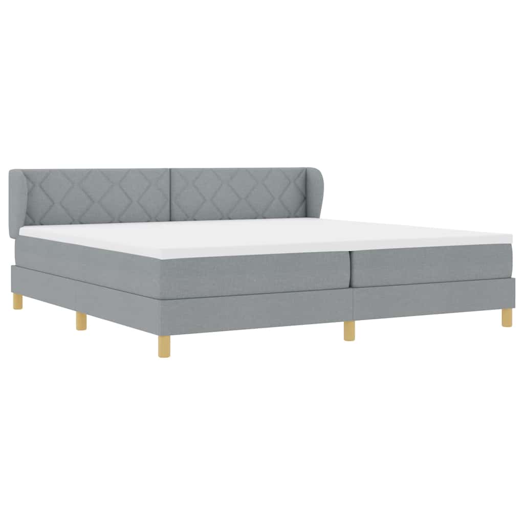 Box spring seng med madras Lysegrå 200 x 200 cm Stof