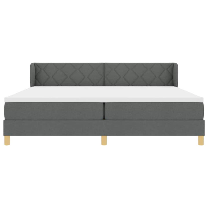 Box spring seng med hovedgærde Mørkegrå 200 x 200 cm Stof