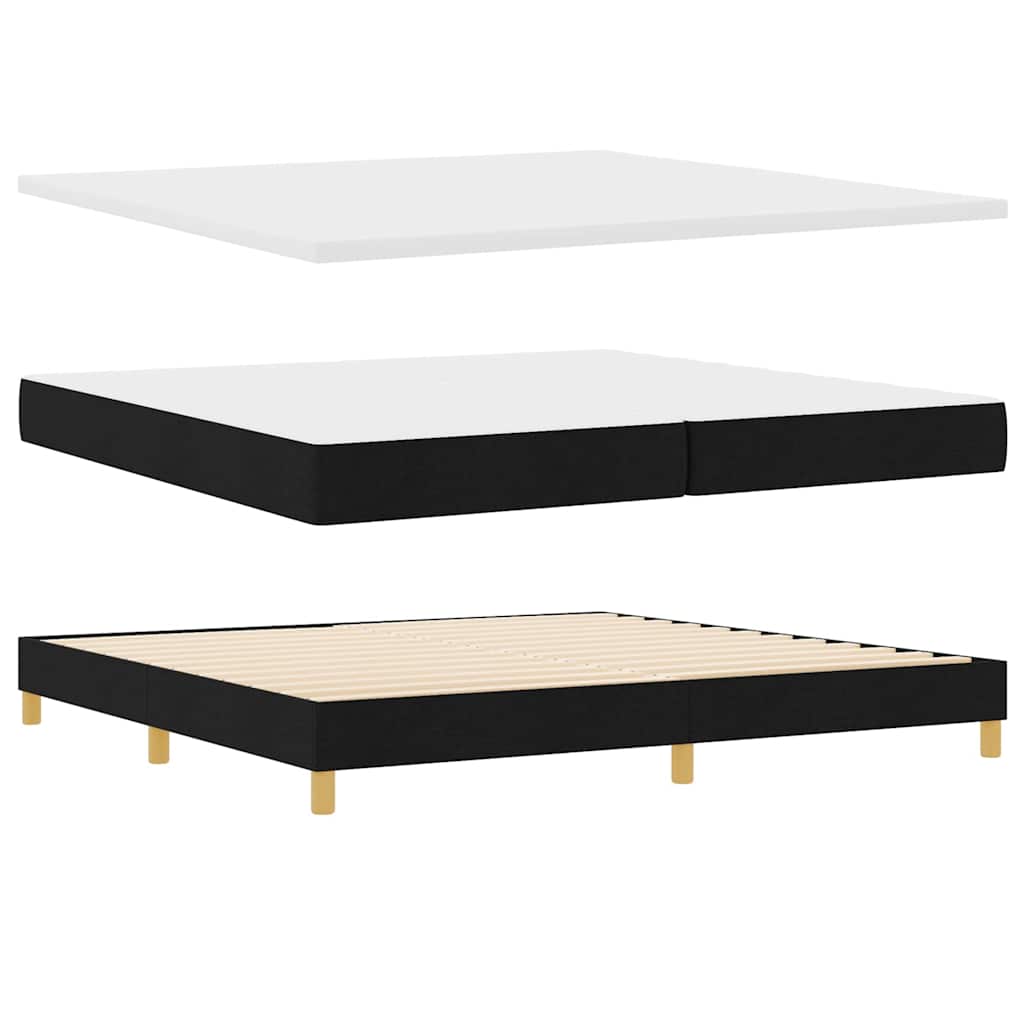Box spring seng med madras Sort 200 x 200 cm Stof