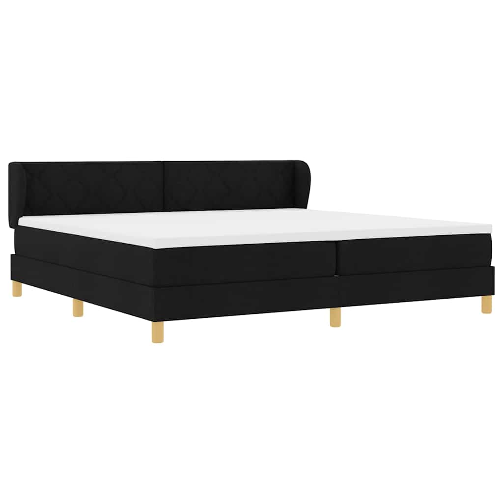 Box spring seng med madras Sort 200 x 200 cm Stof