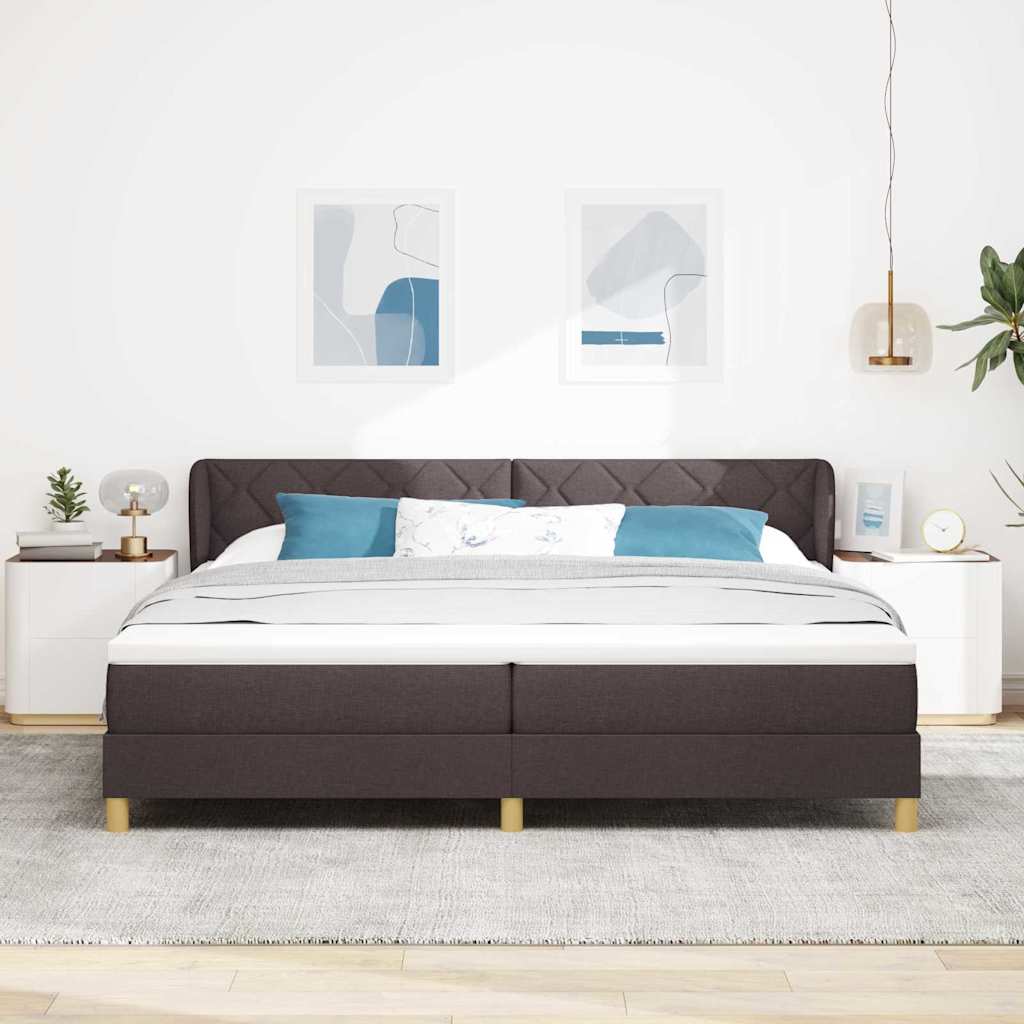 Box spring seng med madras Mørk Brun 200 x 200 cm Stof