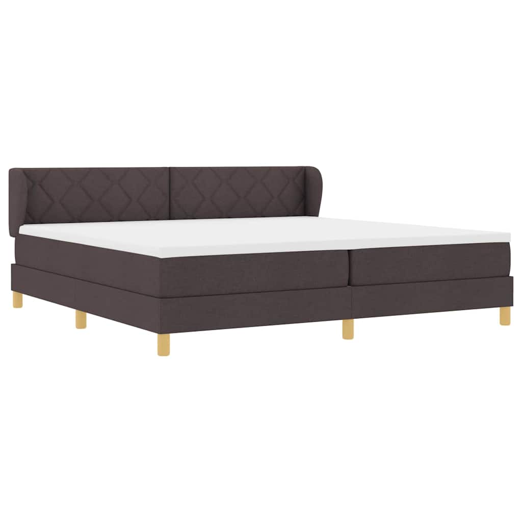 Box spring seng med madras Mørk Brun 200 x 200 cm Stof