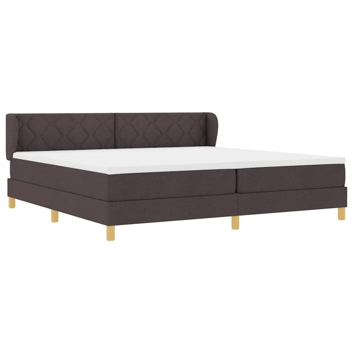 Box spring seng med madras Mørk Brun 200 x 200 cm Stof
