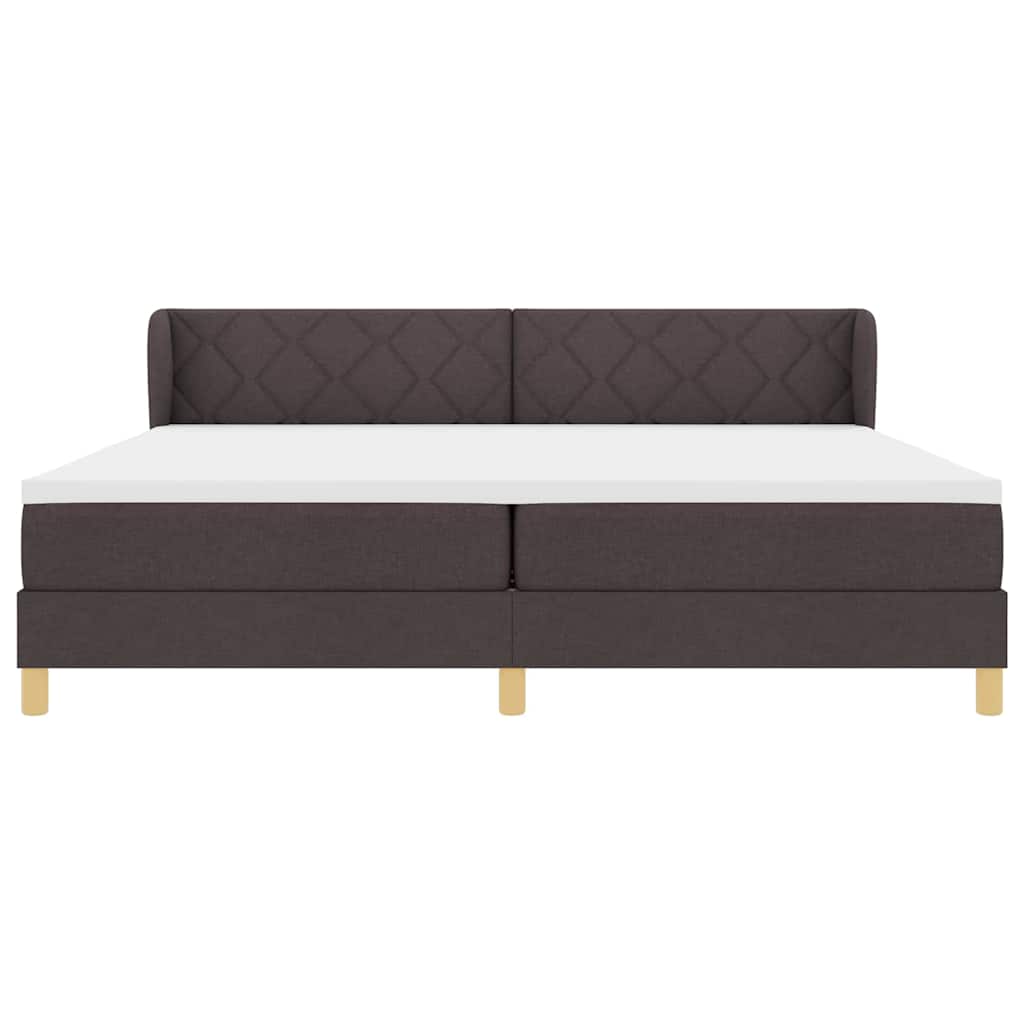 Box spring seng med madras Mørk Brun 200 x 200 cm Stof