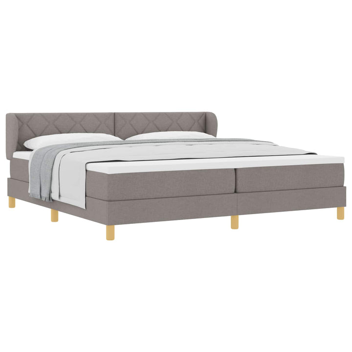 Box spring seng med madras Gråbrun 200 x 200 cm Stof