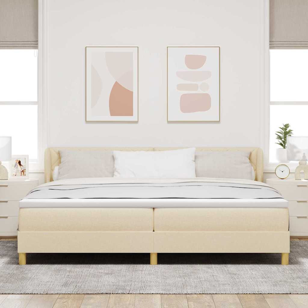 Box spring seng med madras Creme 200 x 200 cm Stof