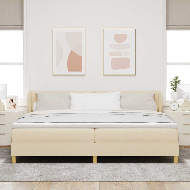 Box spring seng med madras Creme 200 x 200 cm Stof