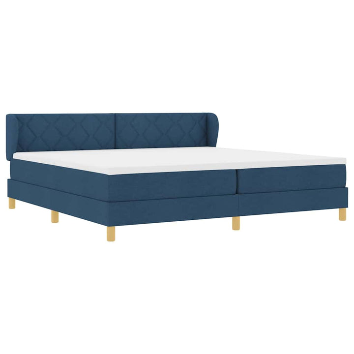Box spring seng med madras med hovedgærde Blå 200 x 200 cm Stof
