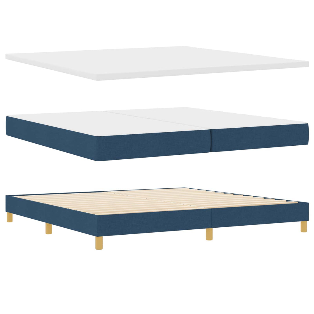 Box spring seng med madras med hovedgærde Blå 200 x 200 cm Stof