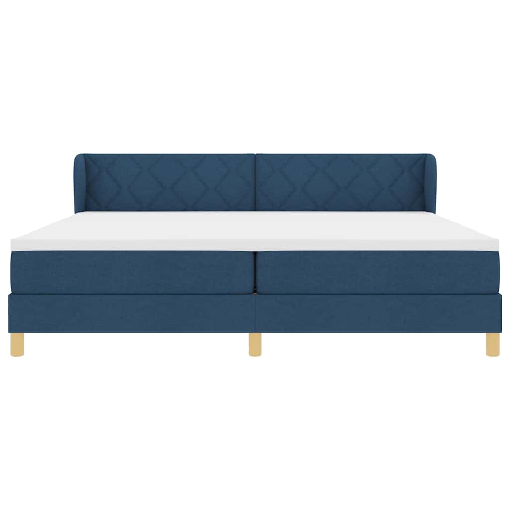 Box spring seng med madras med hovedgærde Blå 200 x 200 cm Stof