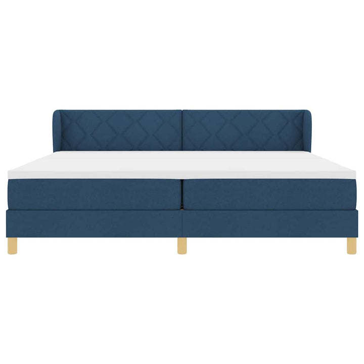Box spring seng med madras med hovedgærde Blå 200 x 200 cm Stof