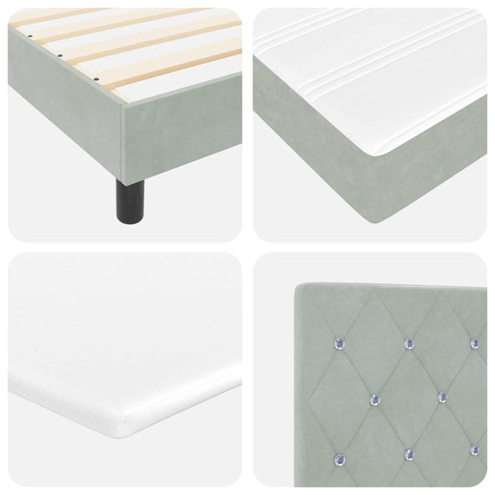 Box spring seng med hovedgærde Lysegrå 80 x 200 cm Fløjl