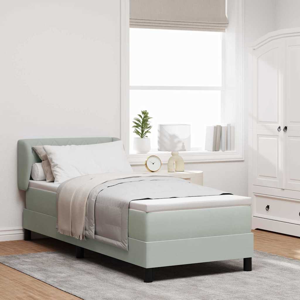Box spring seng med hovedgærde Lysegrå 80 x 200 cm Fløjl