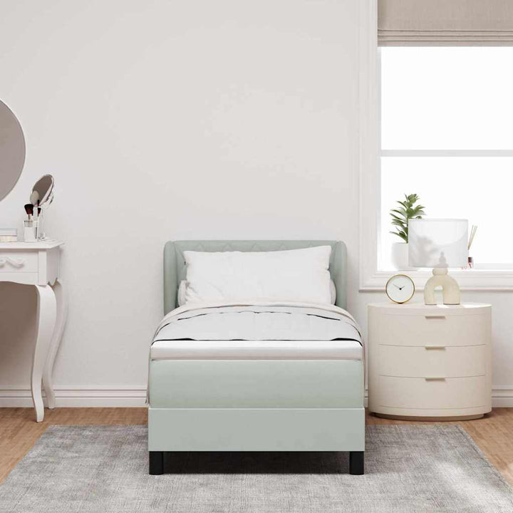 Box spring seng med hovedgærde Lysegrå 80 x 200 cm Fløjl