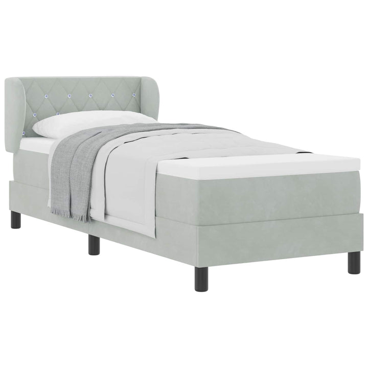 Box spring seng med hovedgærde Lysegrå 80 x 200 cm Fløjl