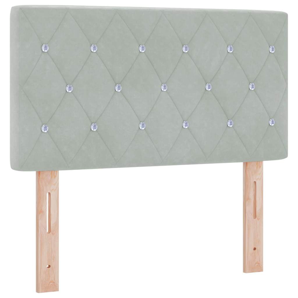 Box spring seng med hovedgærde Lysegrå 80 x 200 cm Fløjl