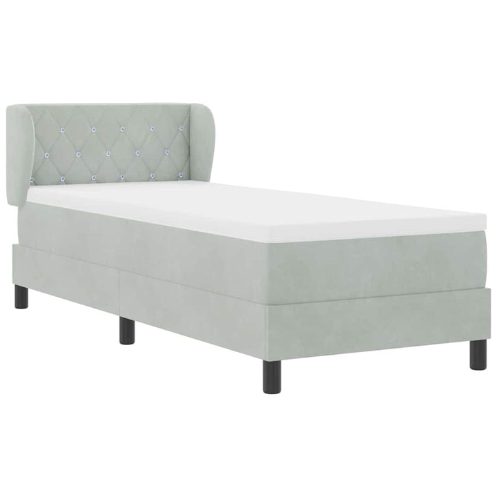 Box spring seng med hovedgærde Lysegrå 80 x 200 cm Fløjl