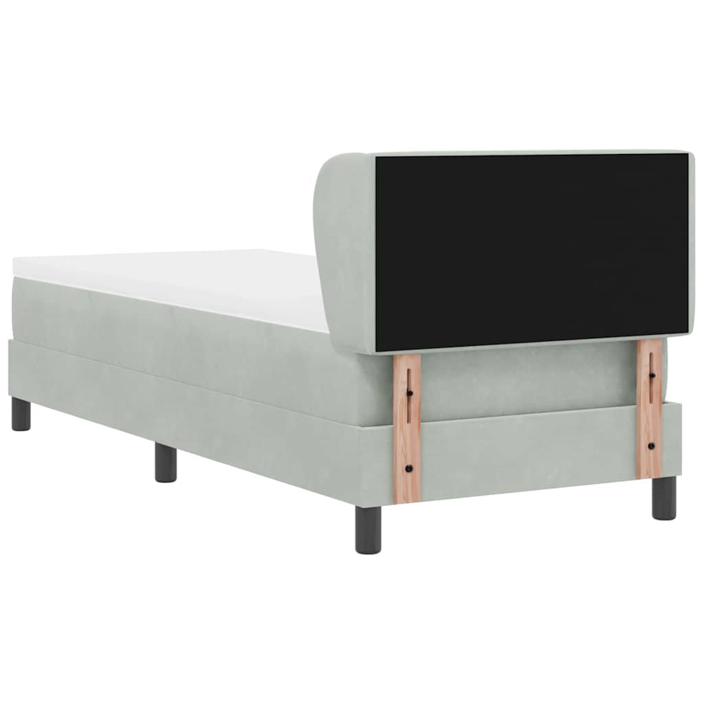 Box spring seng med hovedgærde Lysegrå 80 x 200 cm Fløjl