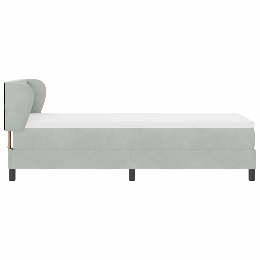 Box spring seng med hovedgærde Lysegrå 80 x 200 cm Fløjl