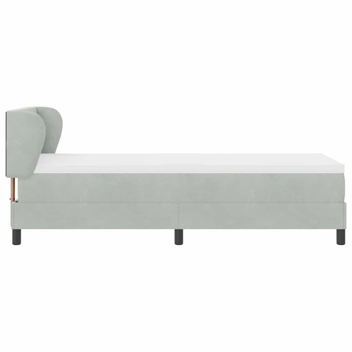 Box spring seng med hovedgærde Lysegrå 80 x 200 cm Fløjl