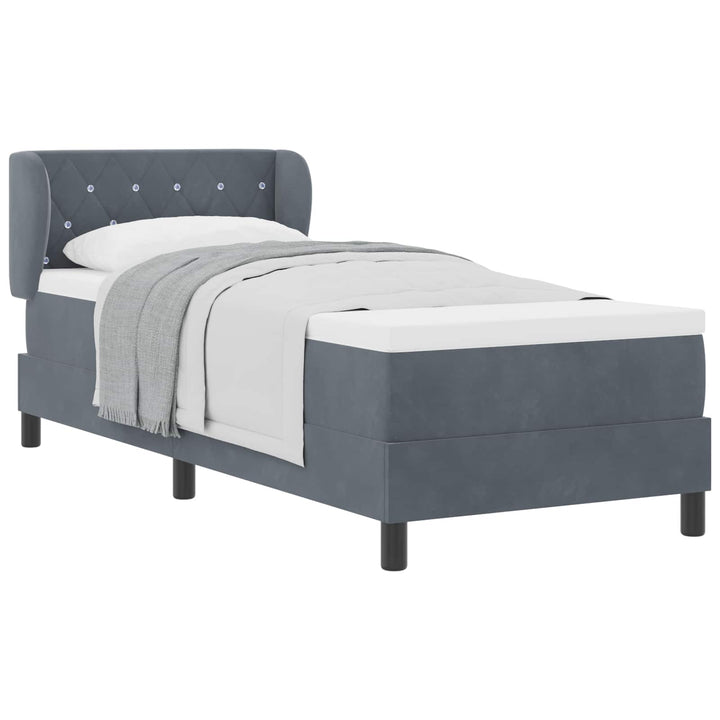 Box spring seng med hovedgærde Mørkegrå 80 x 200 cm Fløjl