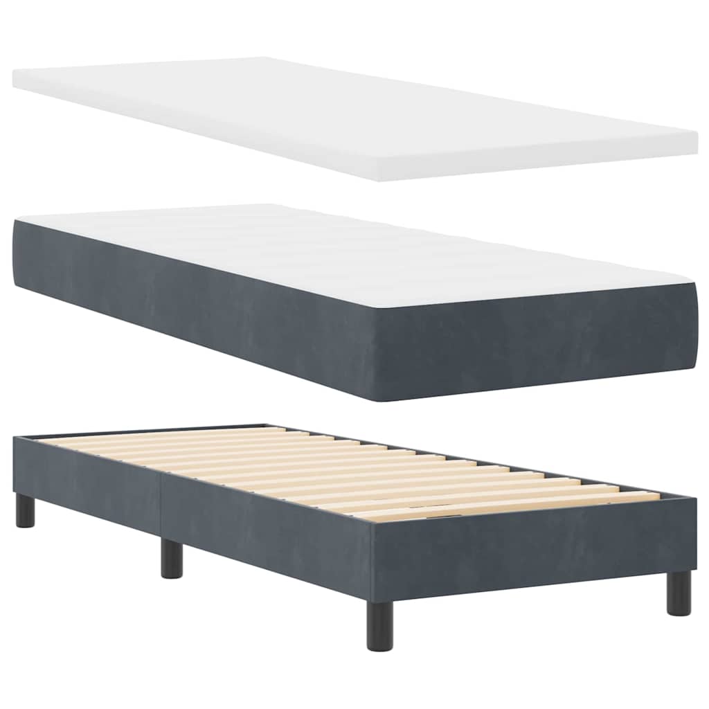 Box spring seng med hovedgærde Mørkegrå 80 x 200 cm Fløjl
