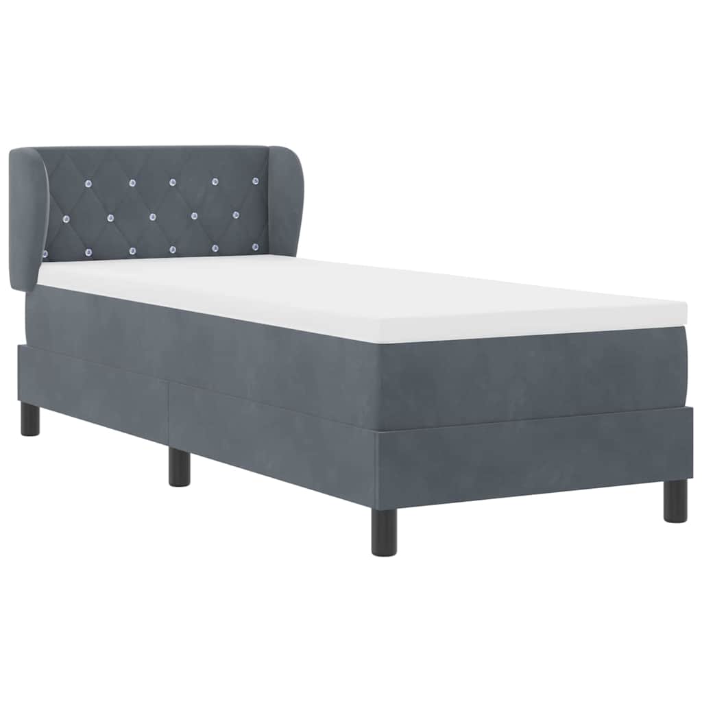 Box spring seng med hovedgærde Mørkegrå 80 x 200 cm Fløjl