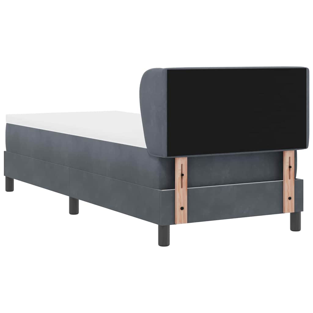 Box spring seng med hovedgærde Mørkegrå 80 x 200 cm Fløjl