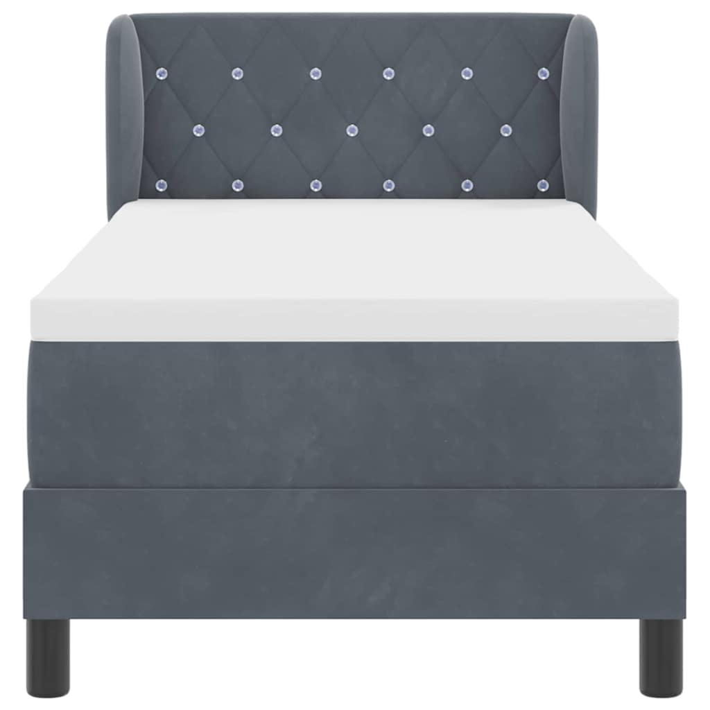 Box spring seng med hovedgærde Mørkegrå 80 x 200 cm Fløjl