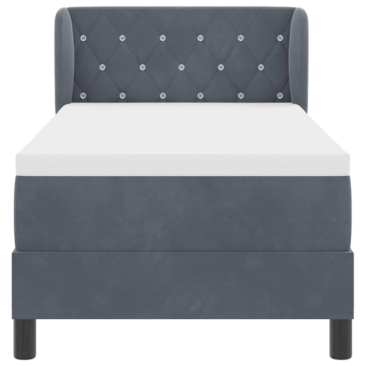 Box spring seng med hovedgærde Mørkegrå 80 x 200 cm Fløjl