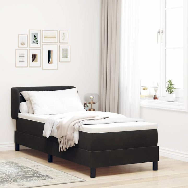 Box spring seng med hovedgærde Sort 80 x 200 cm Fløjl