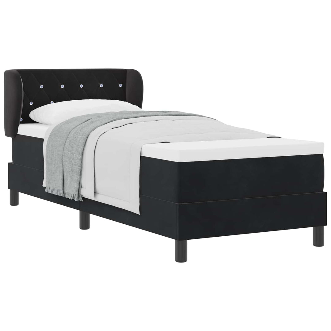 Box spring seng med hovedgærde Sort 80 x 200 cm Fløjl