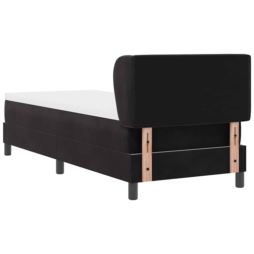 Box spring seng med hovedgærde Sort 80 x 200 cm Fløjl