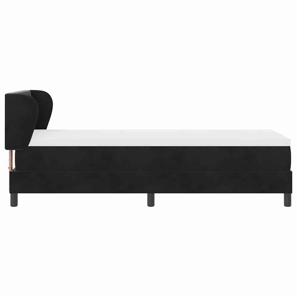 Box spring seng med hovedgærde Sort 80 x 200 cm Fløjl