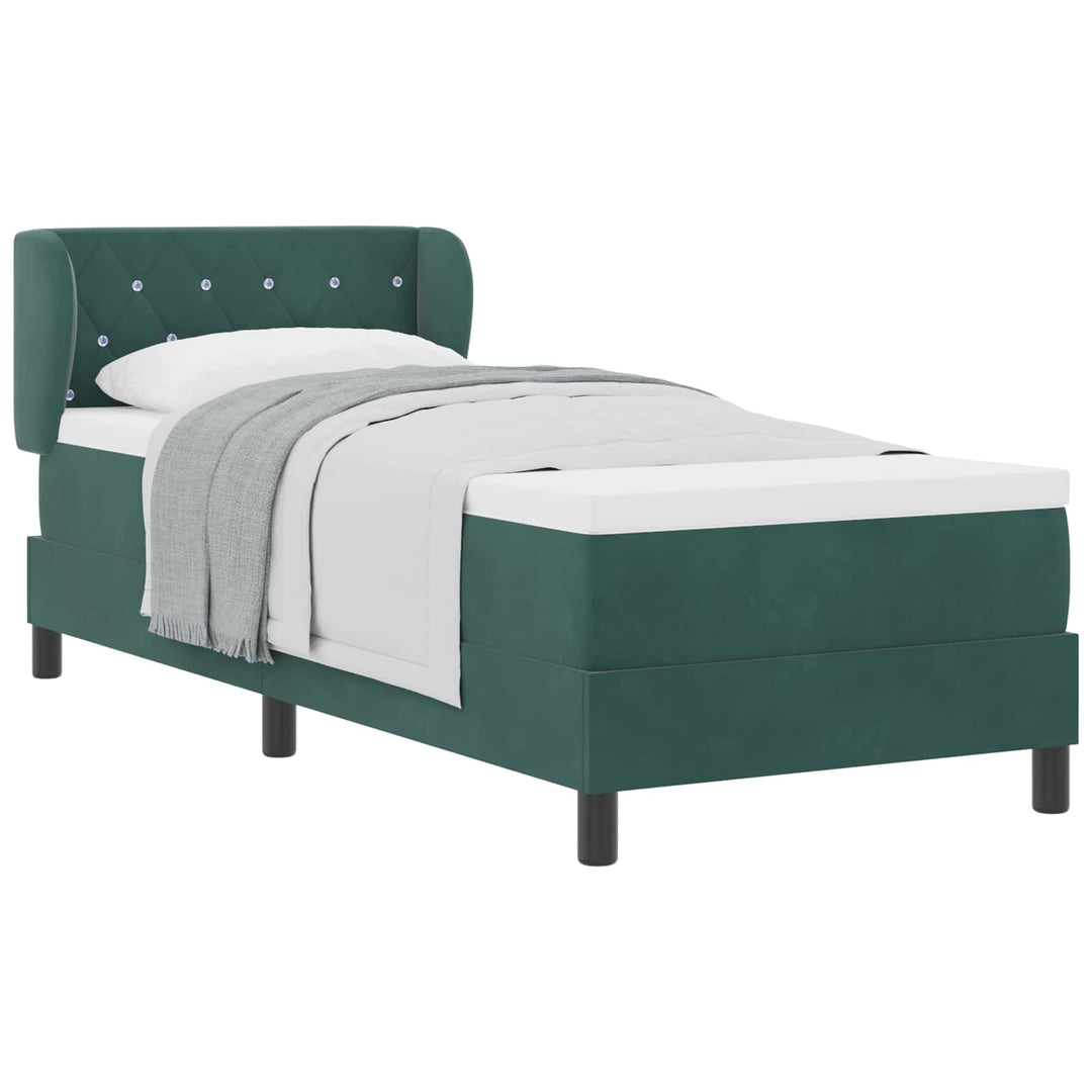 Box spring seng med hovedgærde Mørkegrøn 80 x 200 cm Fløjl