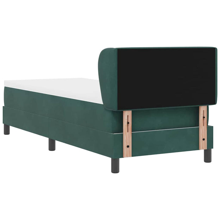 Box spring seng med hovedgærde Mørkegrøn 80 x 200 cm Fløjl