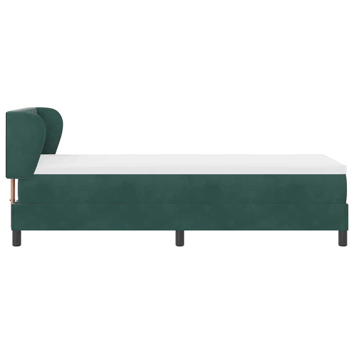Box spring seng med hovedgærde Mørkegrøn 80 x 200 cm Fløjl