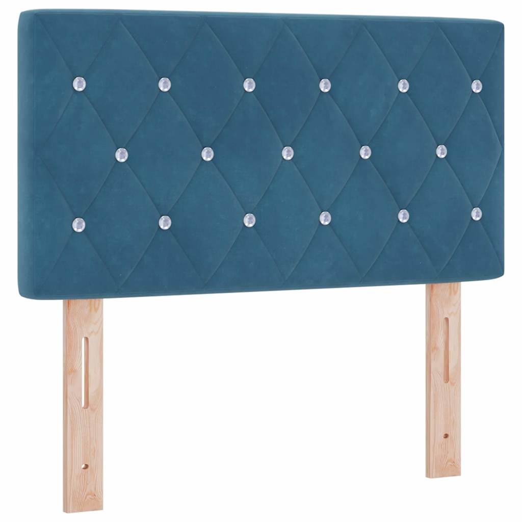 Box spring seng med hovedgærde Mørkeblå 80 x 200 cm Fløjl