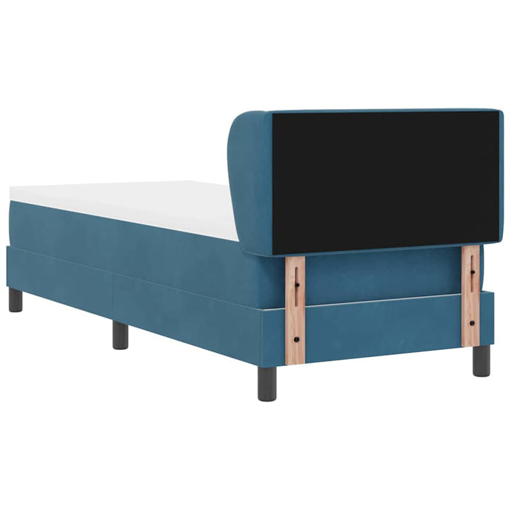 Box spring seng med hovedgærde Mørkeblå 80 x 200 cm Fløjl