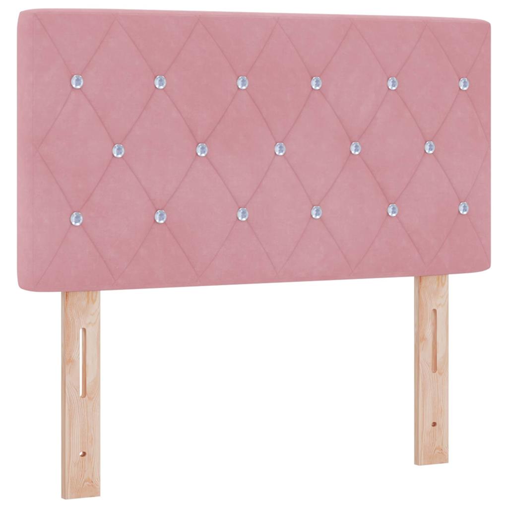 Box spring seng med hovedgærde Lyserød 80 x 200 cm Fløjl