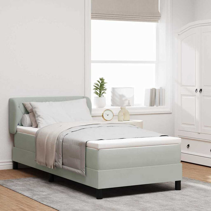 Box spring seng med hovedgærde Lysegrå 90 x 190 cm Fløjl