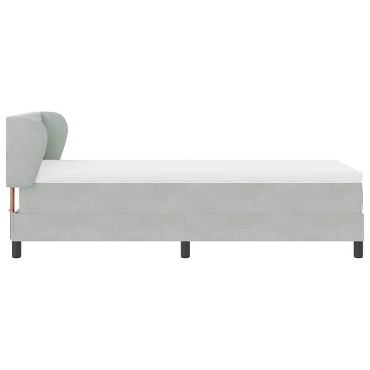 Box spring seng med hovedgærde Lysegrå 90 x 190 cm Fløjl