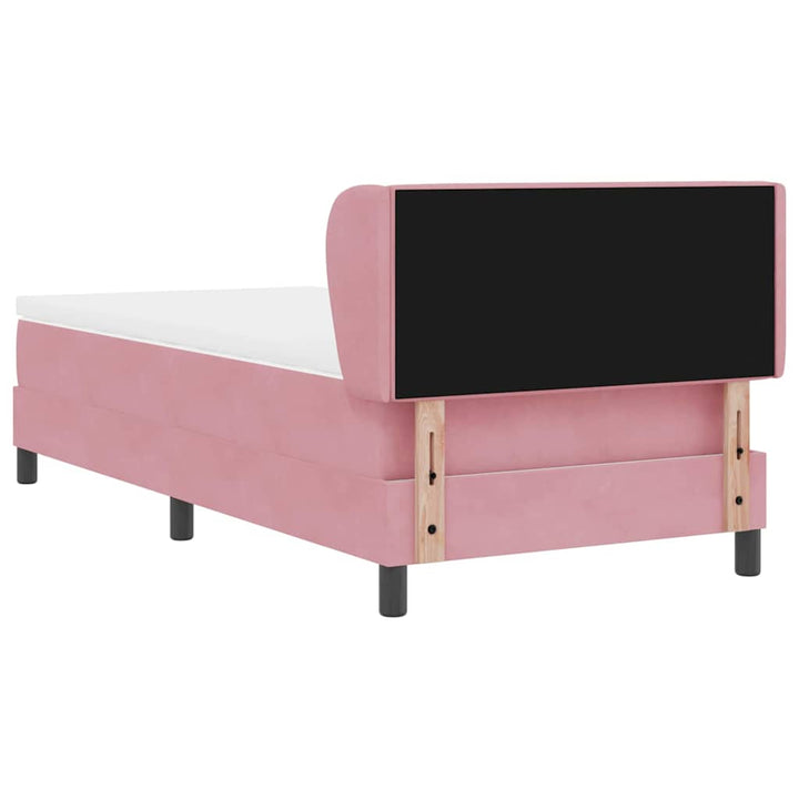 Box spring seng med hovedgærde Lyserød 90 x 190 cm Fløjl