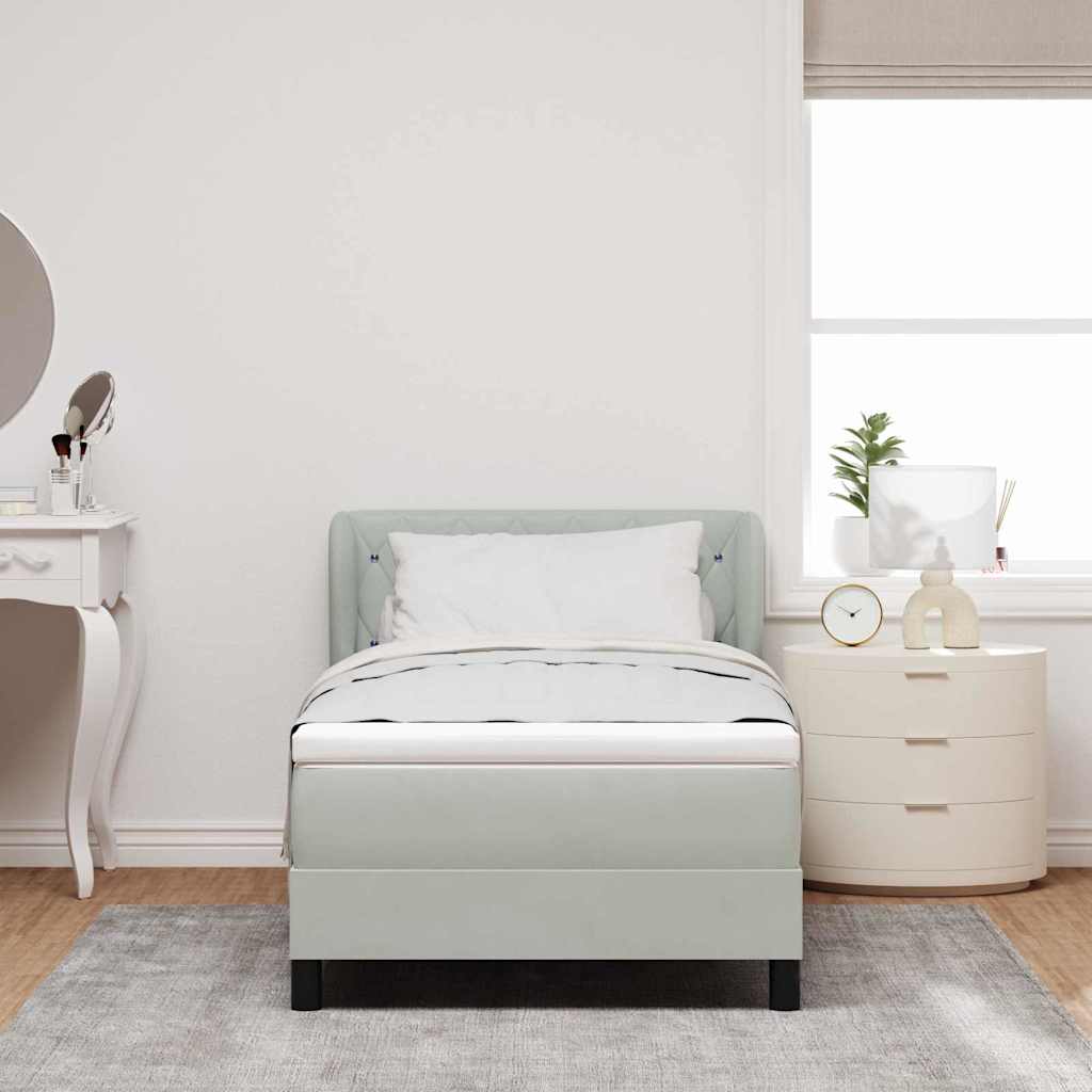 Box spring seng med hovedgærde Lysegrå 90 x 200 cm Fløjl