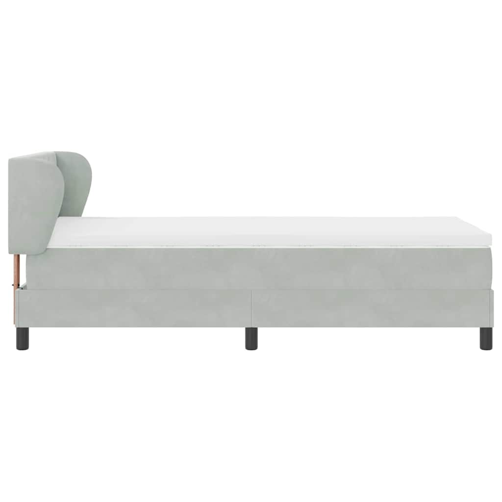 Box spring seng med hovedgærde Lysegrå 90 x 200 cm Fløjl