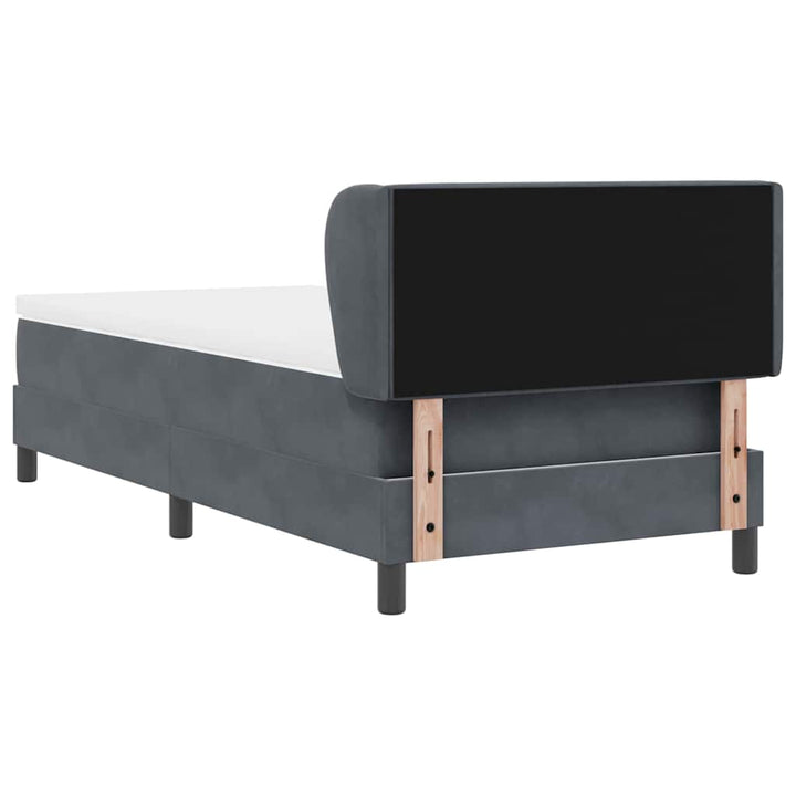 Box spring seng med hovedgærde Mørkegrå 90 x 200 cm Fløjl