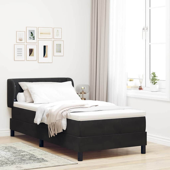 Box spring seng med hovedgærde Sort 90 x 200 cm Fløjl